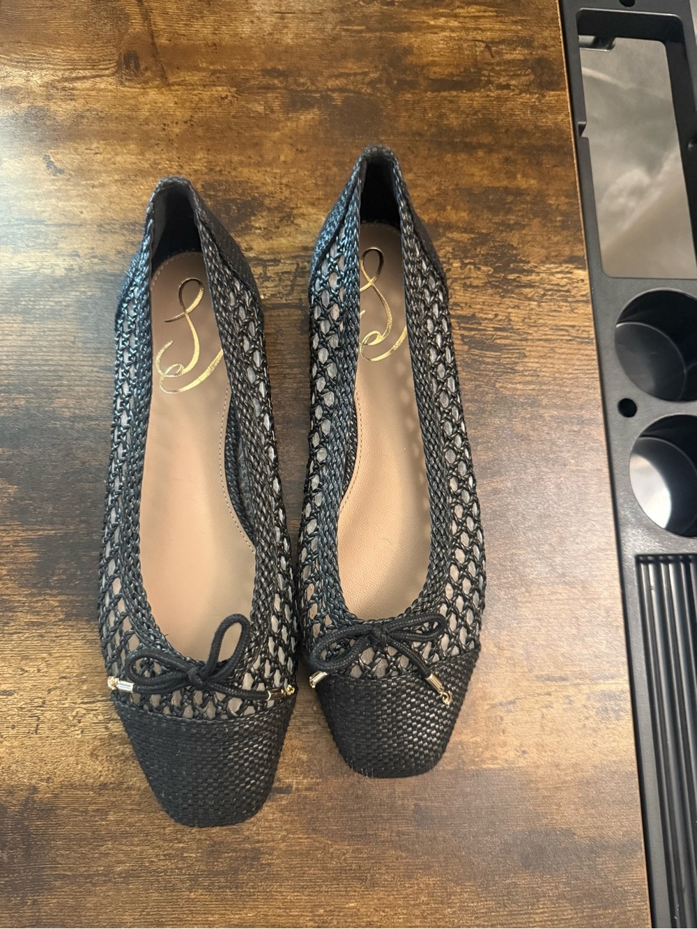 Sam Edelman Black Women's Crochet Ballet Flats with Bow size 7 - Picture 3 of 7